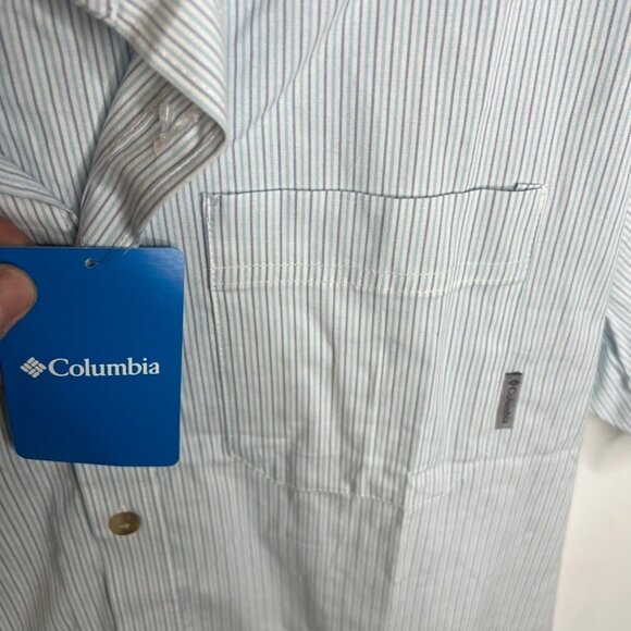 Columbia Men's Rapid Rivers Short Sleeve Shirt - White Stripe Size XL - Picture 2 of 8